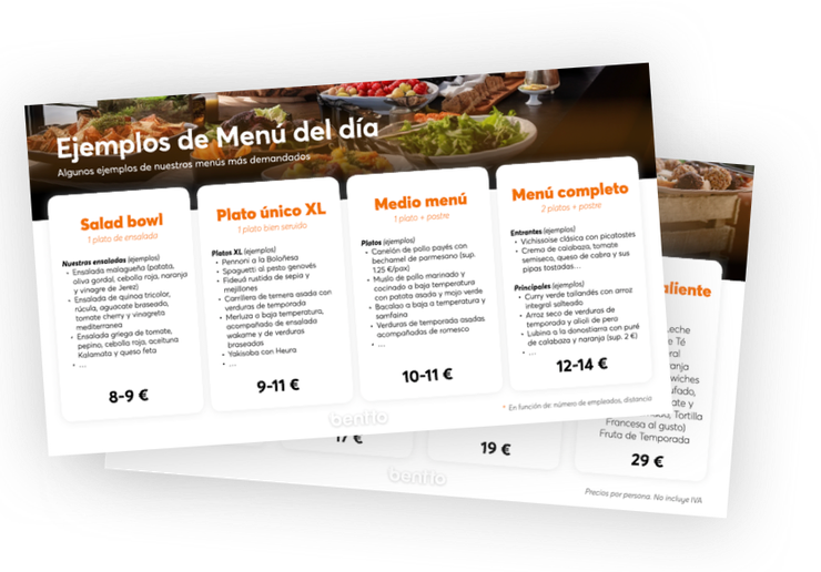 Precios Catering y Cantina Bentto